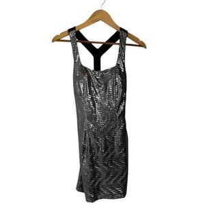 ADRIANNA PAPELL Hailey Logan Silver Metallic Party Dress SZ XS
